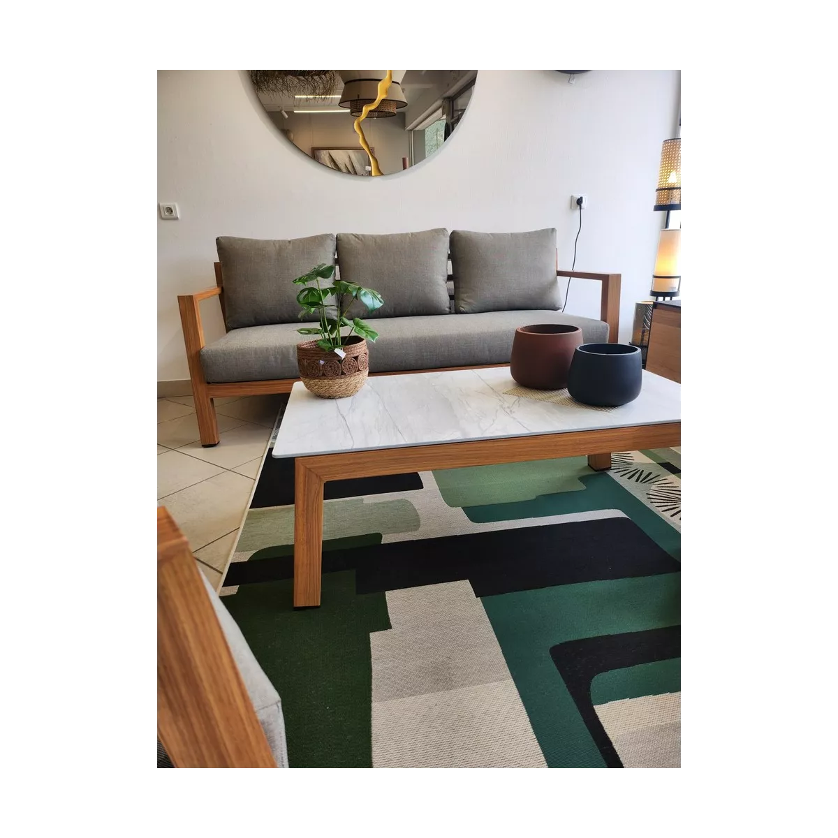 Fauteuil Venecia alu effet bois Tissus Bronx