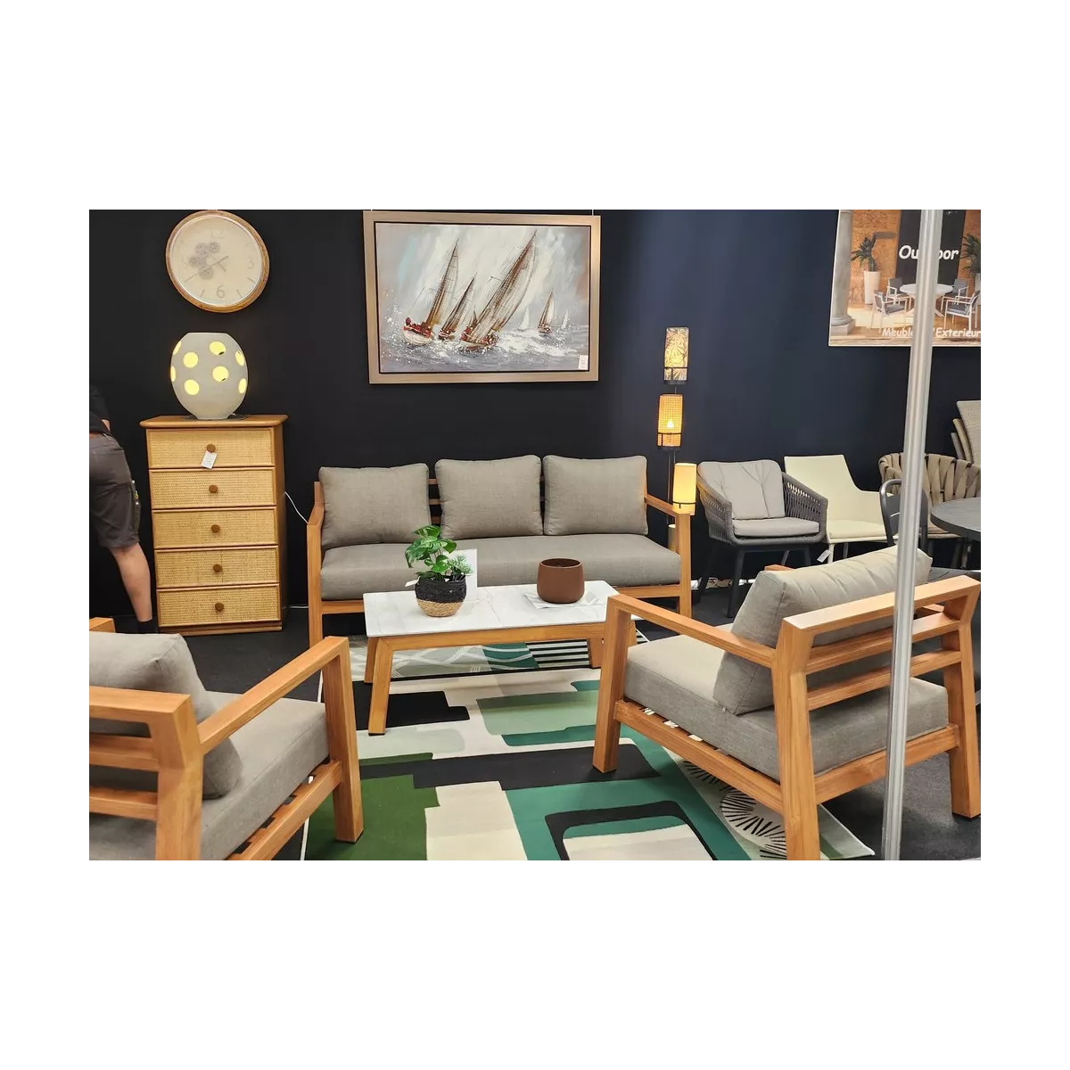 Canapé 3 Places Venecia alu effet bois Tissus Bronx