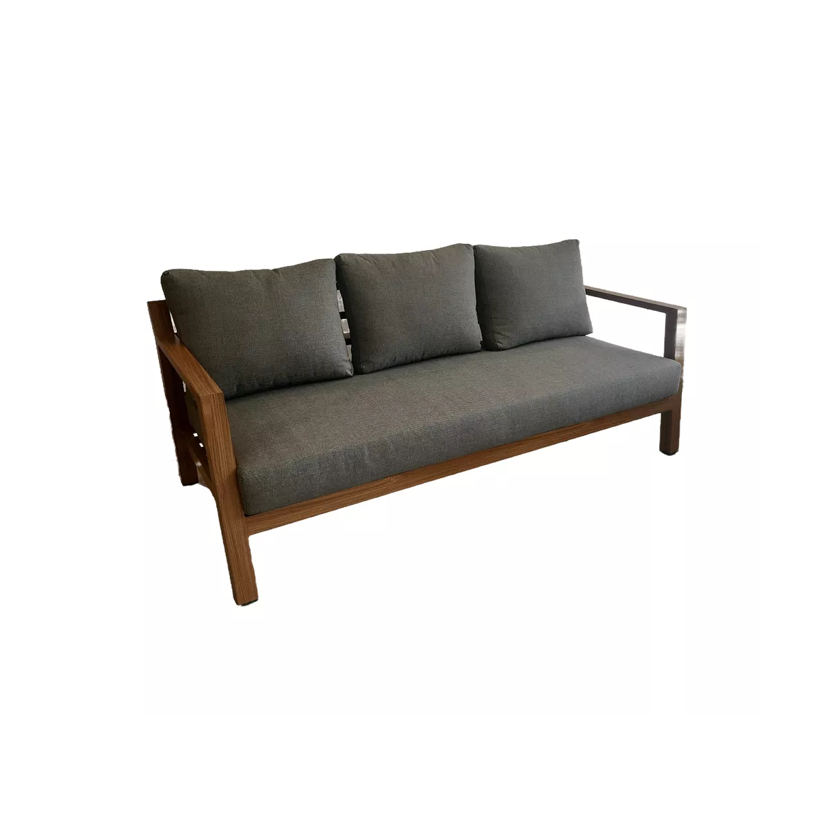 Salon Venecia alu effet bois Canapé 3P + 2 Fauteuils Tissus Bronx