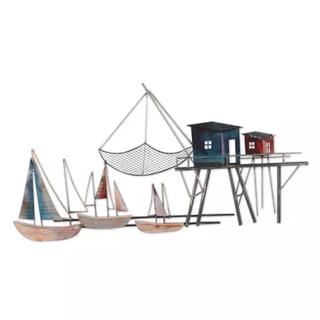 Décoration Métal Voiliers / Bois et Cabanes à Carrelet colorées