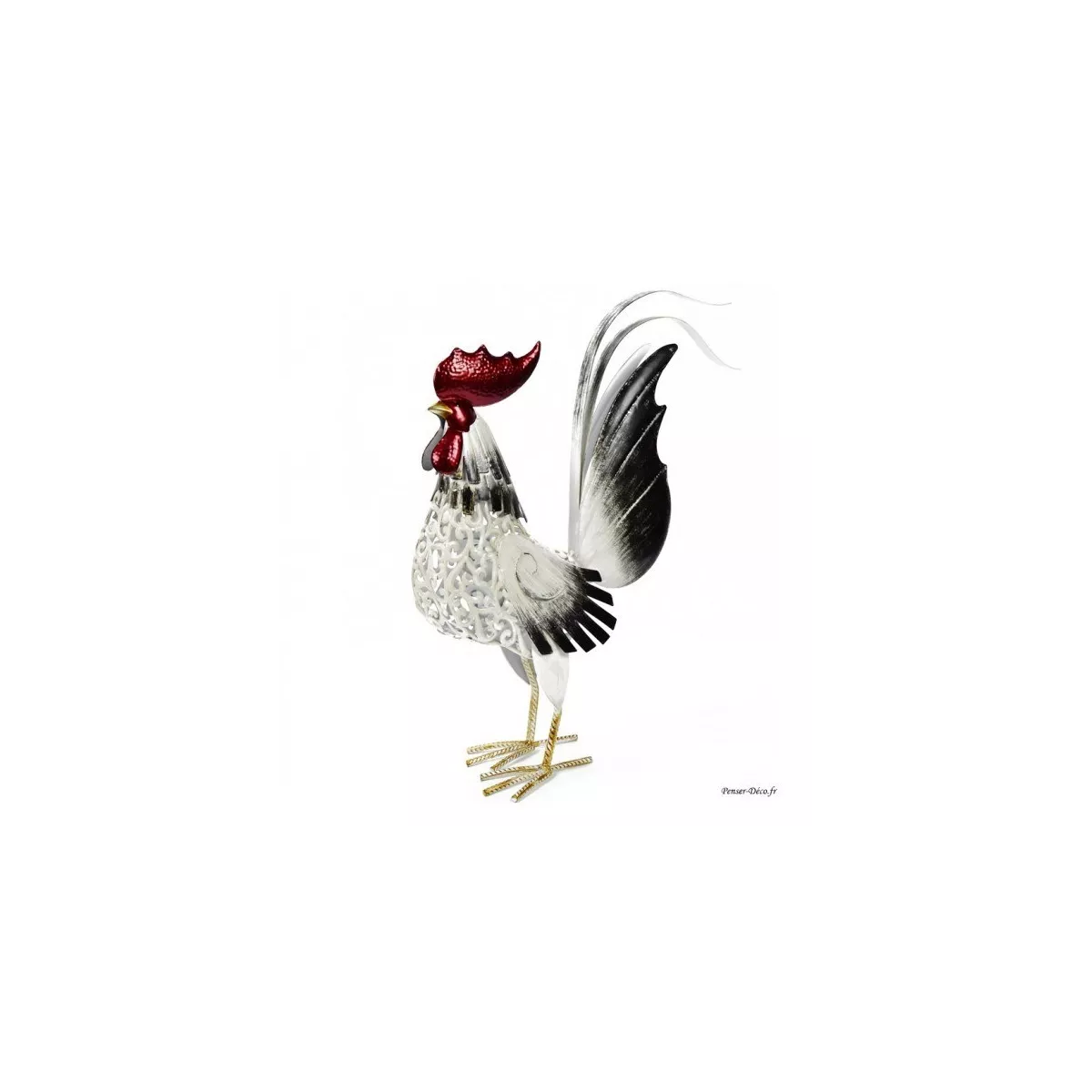 Coq Gaulois Blanc GM Métal 100H