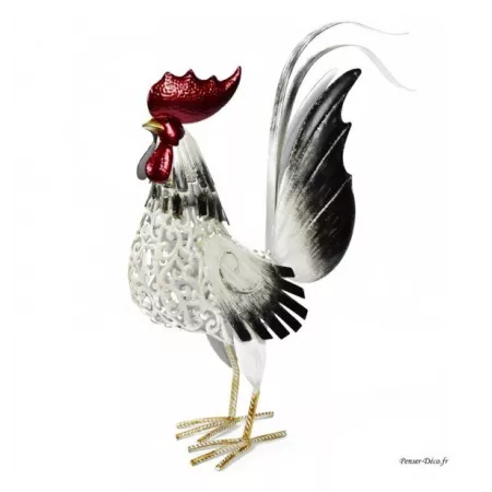 Coq Gaulois Blanc GM Métal 100H