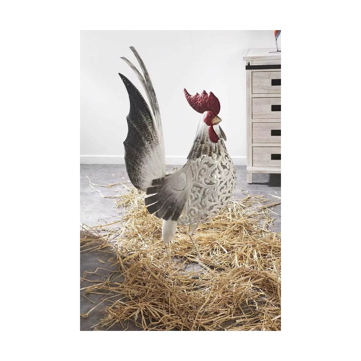 Coq Gaulois Blanc GM Métal 100H