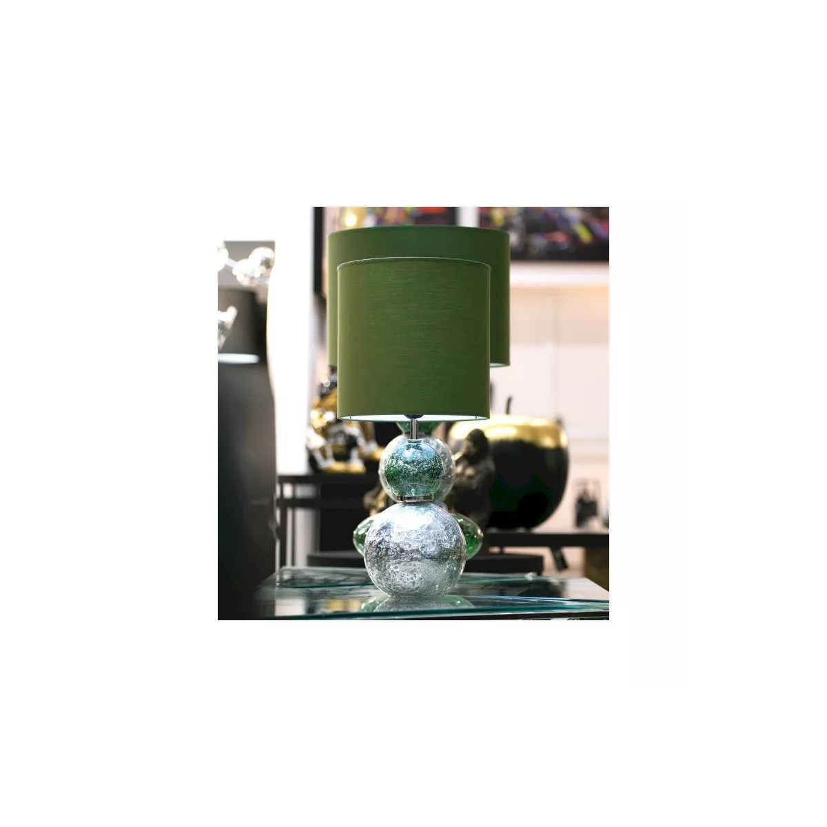 Lampe Galet verre Soufflé Vert H55