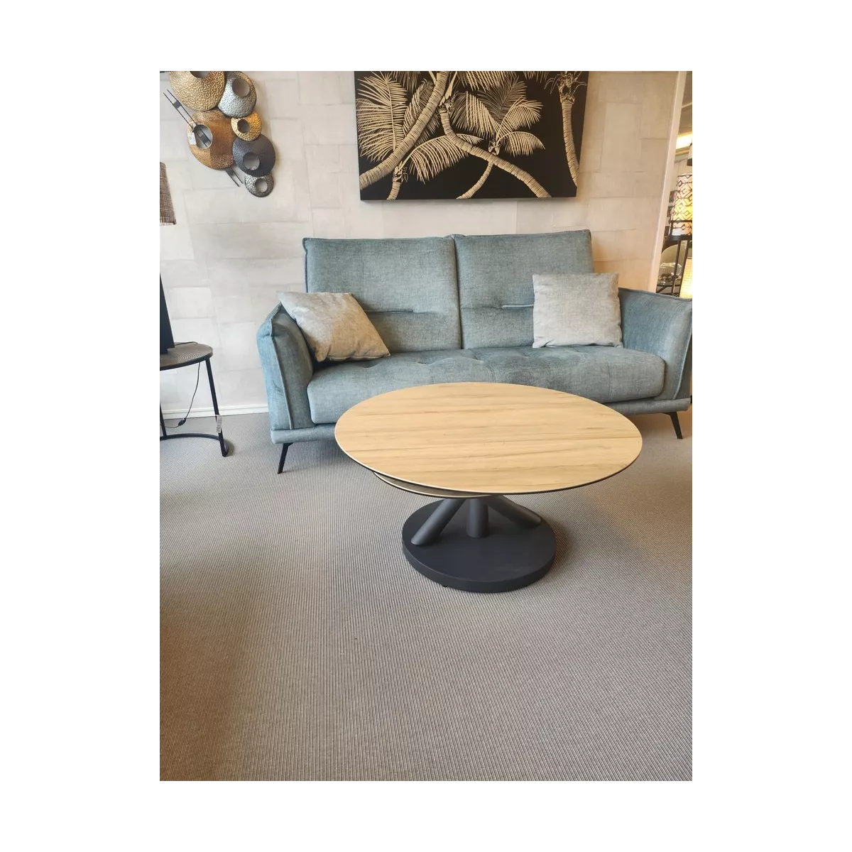 Table basse evolutive Chicago 3 plateaux Ceramique effet bois