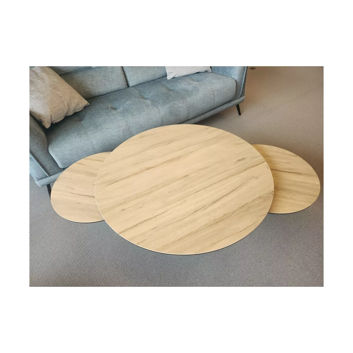 Table basse evolutive Chicago 3 plateaux Ceramique effet bois