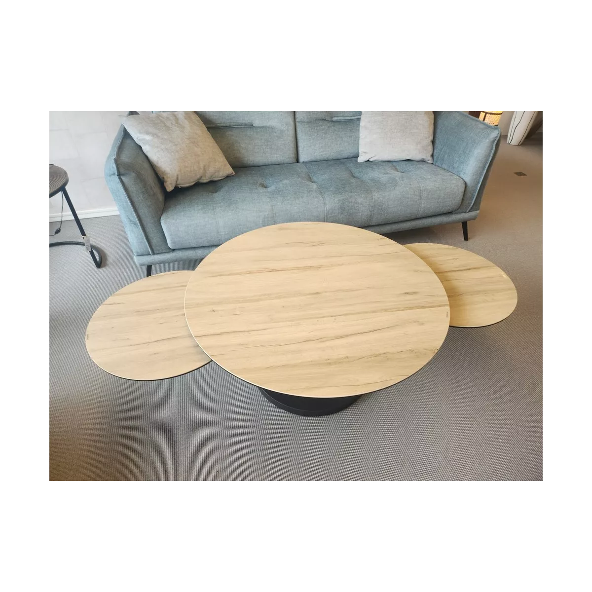 Table basse evolutive Chicago 3 plateaux Ceramique effet bois