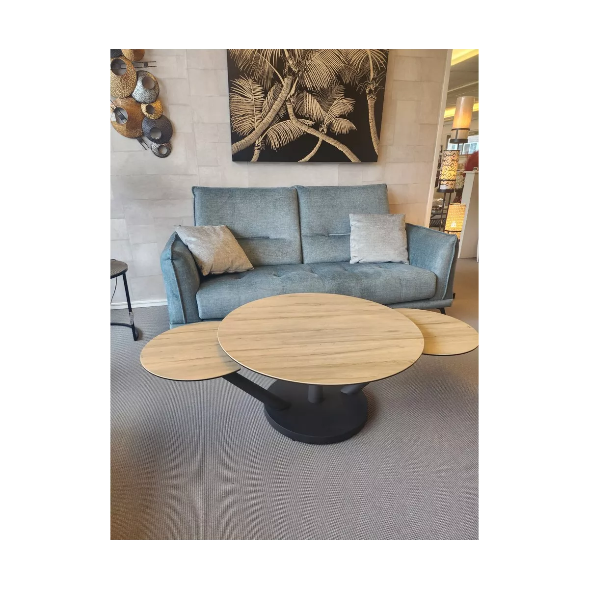 Table basse evolutive Chicago 3 plateaux Ceramique effet bois