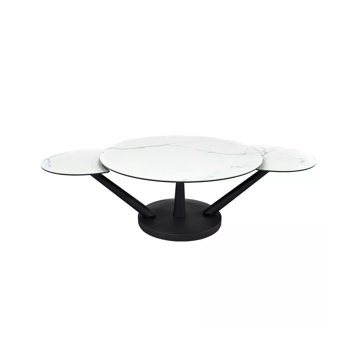 Table basse evolutive Chicago 3 plateaux Ceramique Marbre blanc