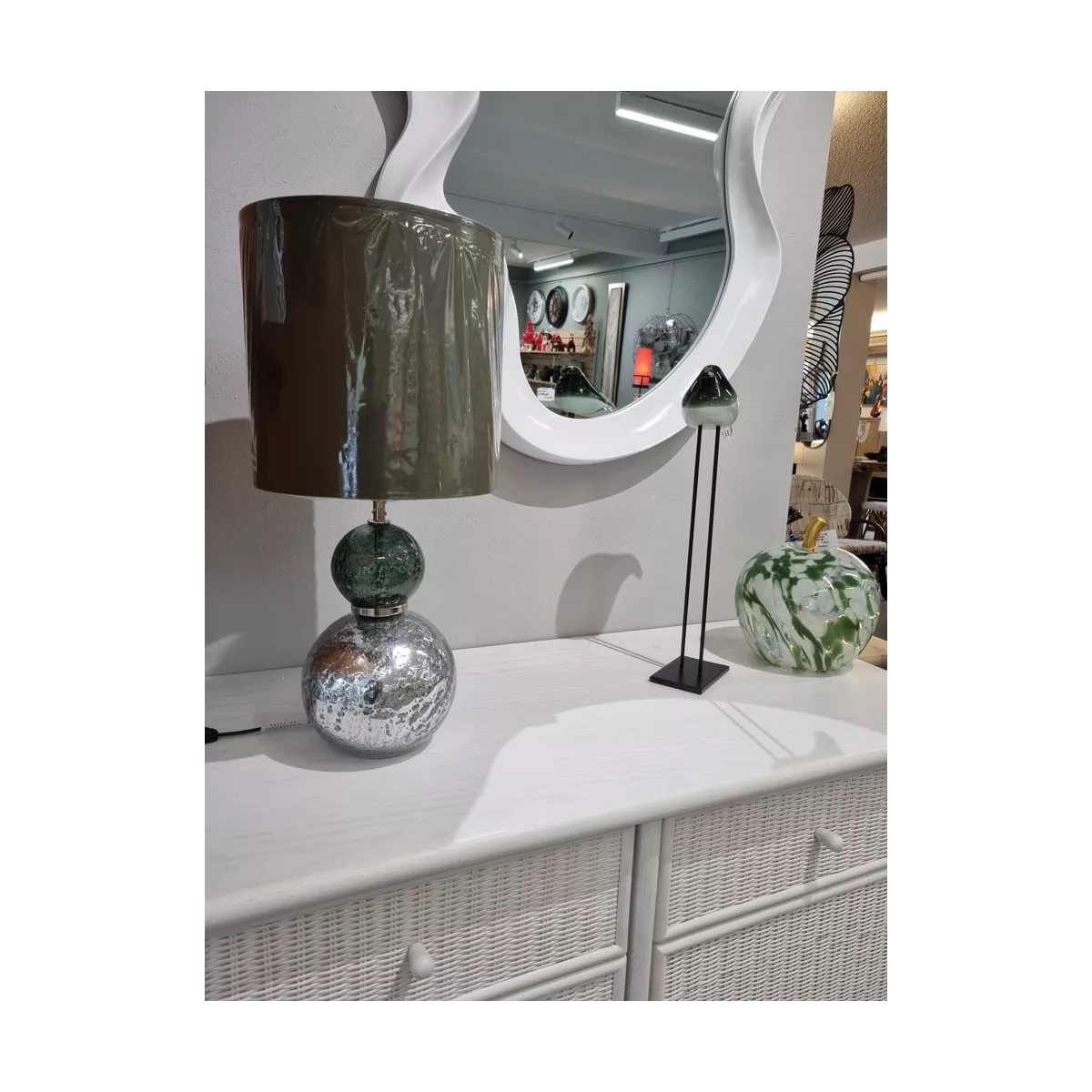 Lampe Galet verre Soufflé Vert H55