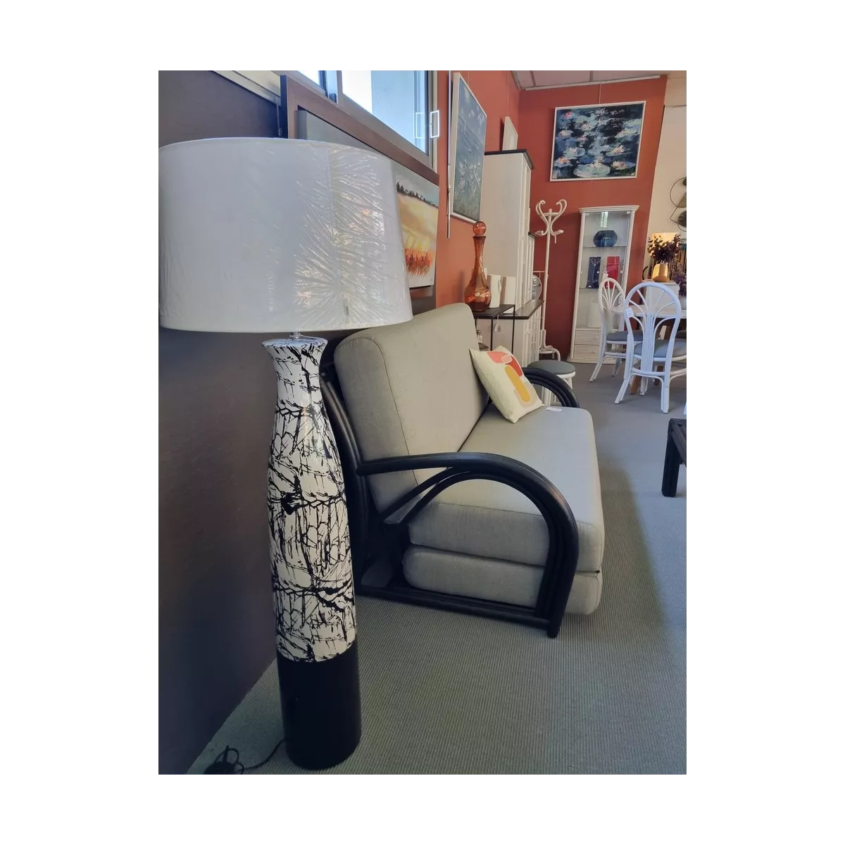 Lampadaire Ashley  Blanc/Noir h.132