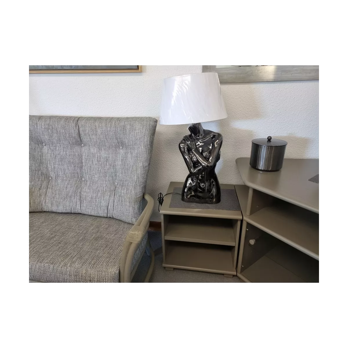 Lampe Buste Argent h80