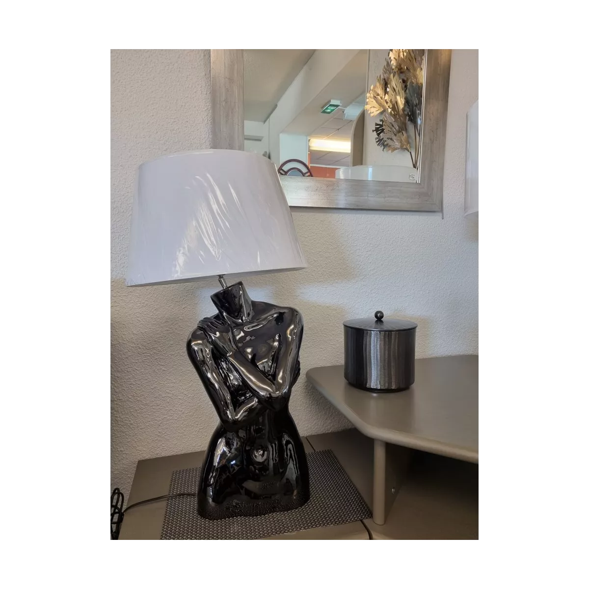 Lampe Buste Argent h80