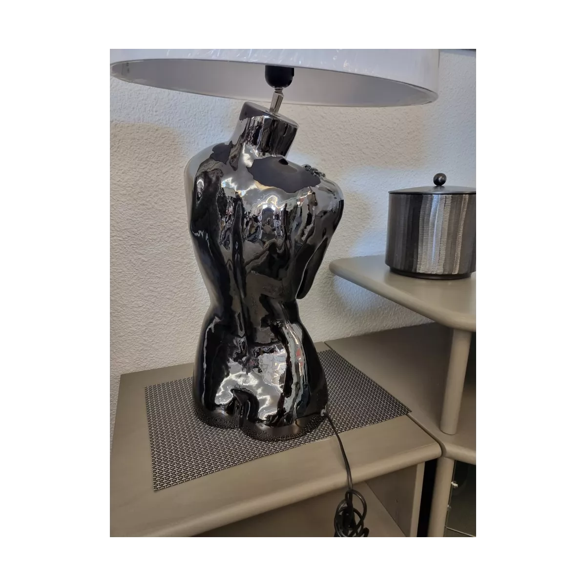 Lampe Buste Argent h80