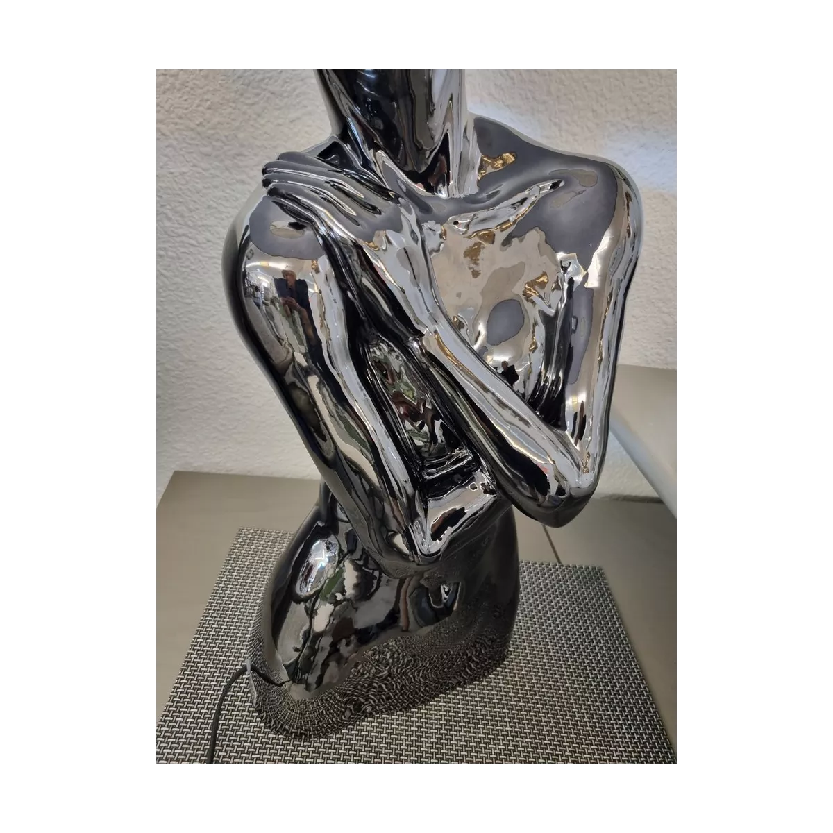 Lampe Buste Argent h80