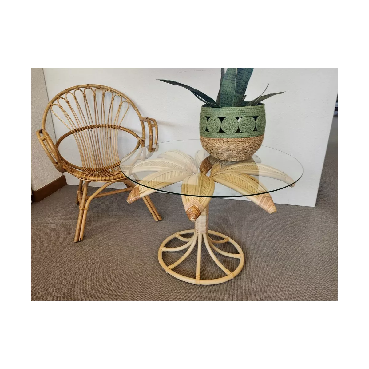 Table basse en Rotin Palmier Naturel 80x80