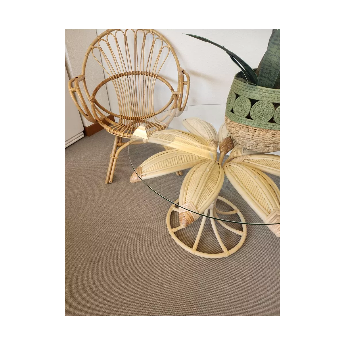 Table basse en Rotin Palmier Naturel 80x80