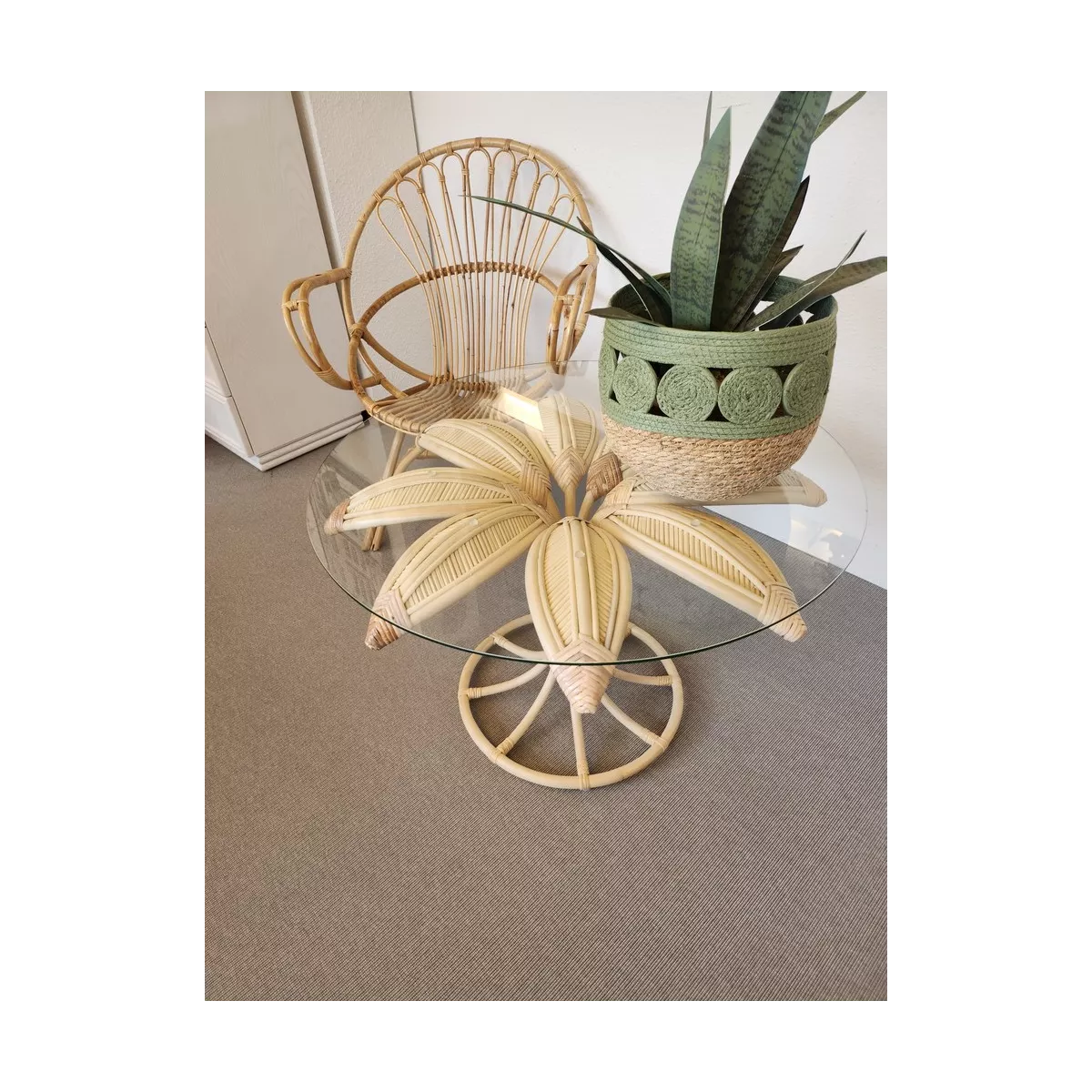 Table basse en Rotin Palmier Naturel 80x80