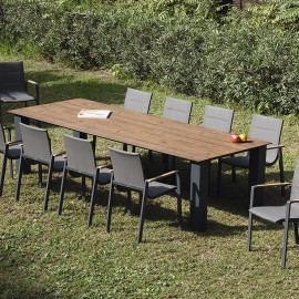 Table de repas Lagos Alu et Teck Outdoor 250cm