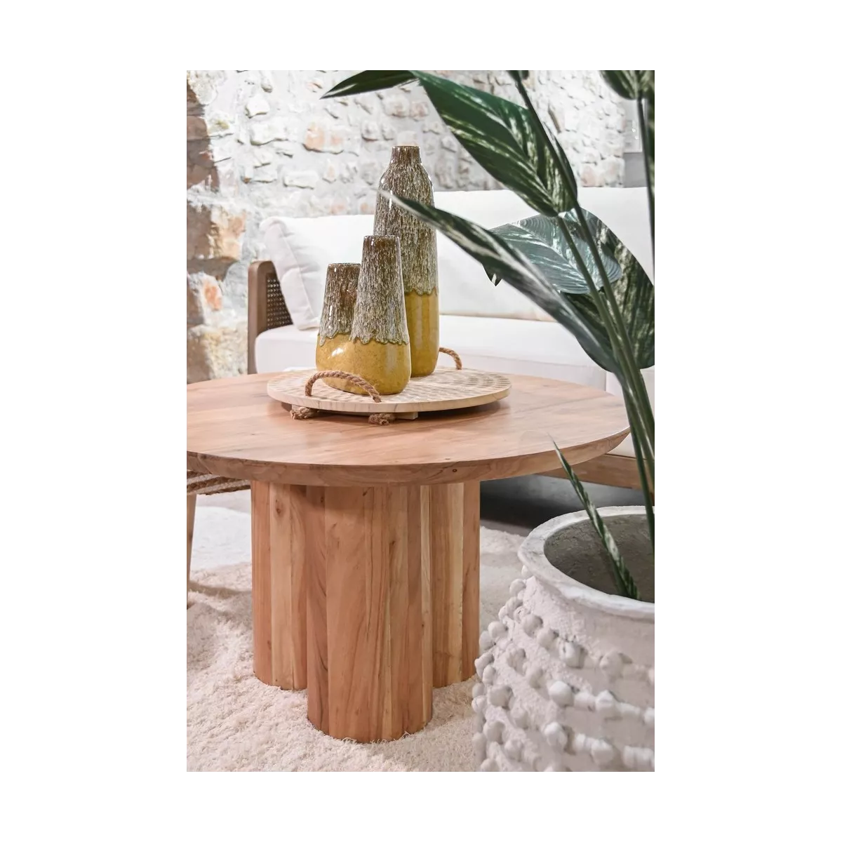 Table basse Tréfle Acacia 80x80