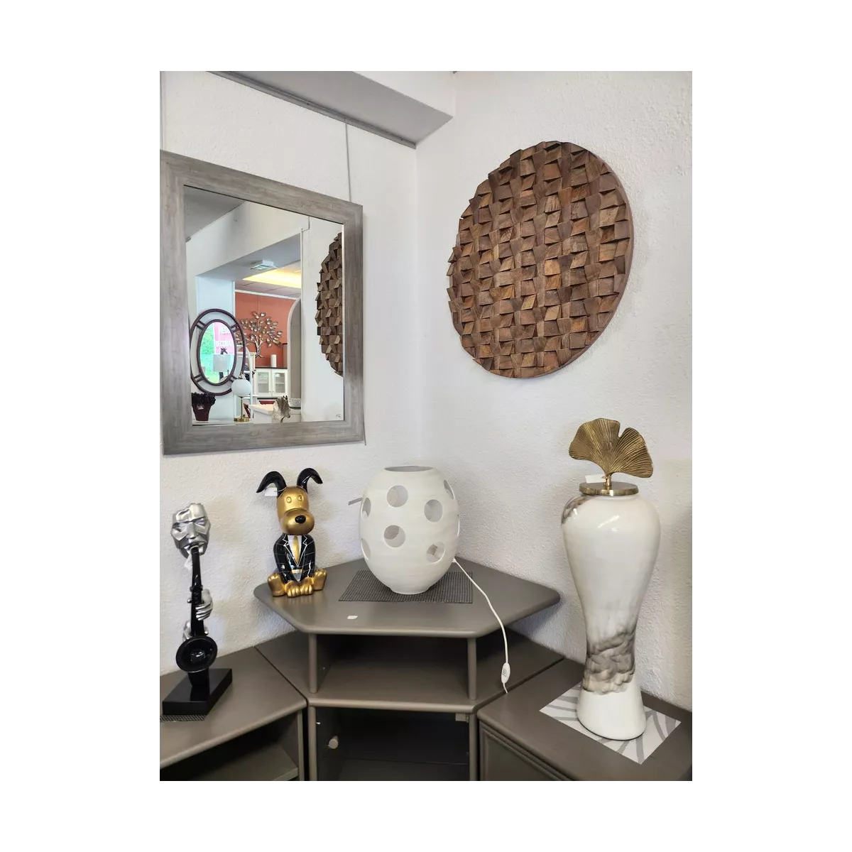 Décoration en Manguier Géométrique 80x80