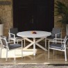 Table Porto Ronde 145 en Aluminium blanc avec allonge