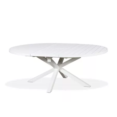 Table Porto Ronde 145 en Aluminium blanc avec allonge