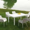 Table Nerja 180/240 en Aluminium blanc avec allonge