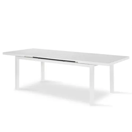 Table Nerja 180/240 en Aluminium blanc avec allonge