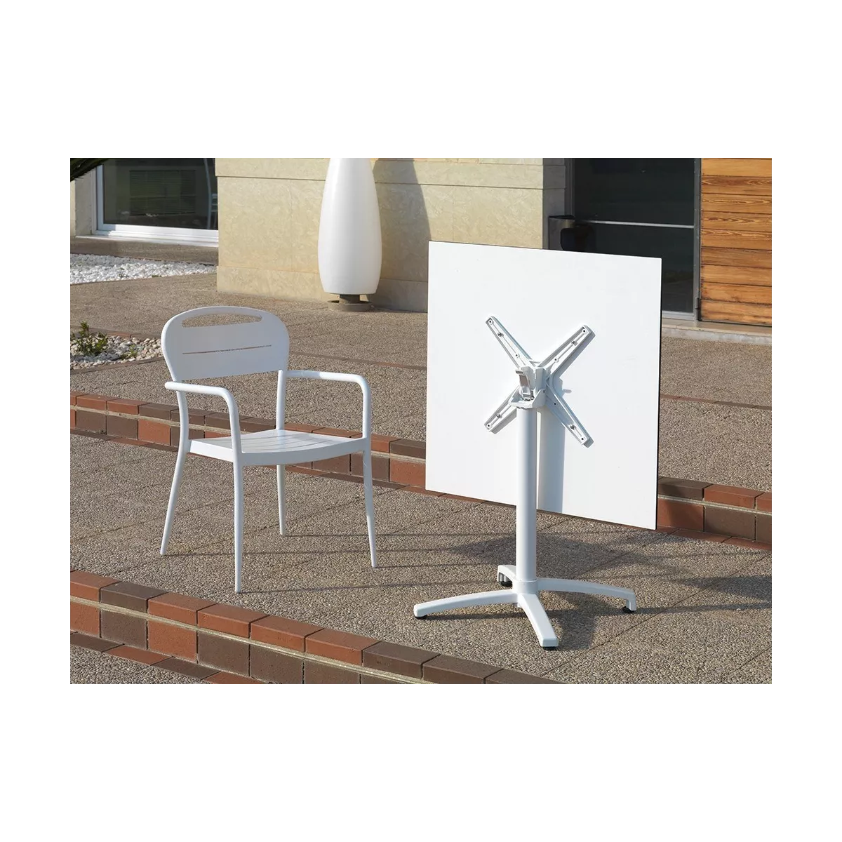 Table Cancun Pliante Carrée 70x70 Taupe