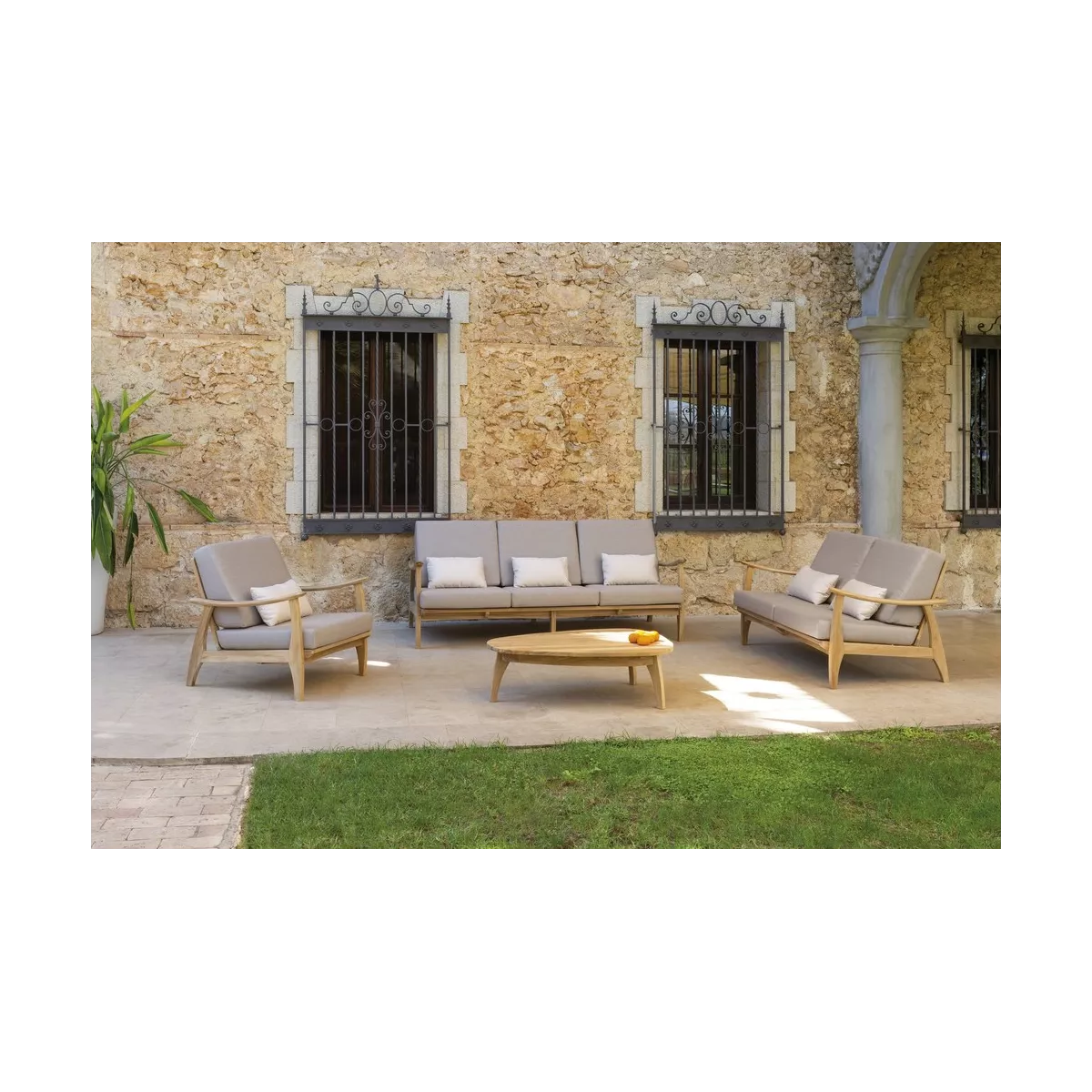 Salon Eco Teck Naturel canape 3 Places + 2 Fauteuils