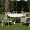 Table Porto Ronde 145 en Aluminium blanc avec allonge