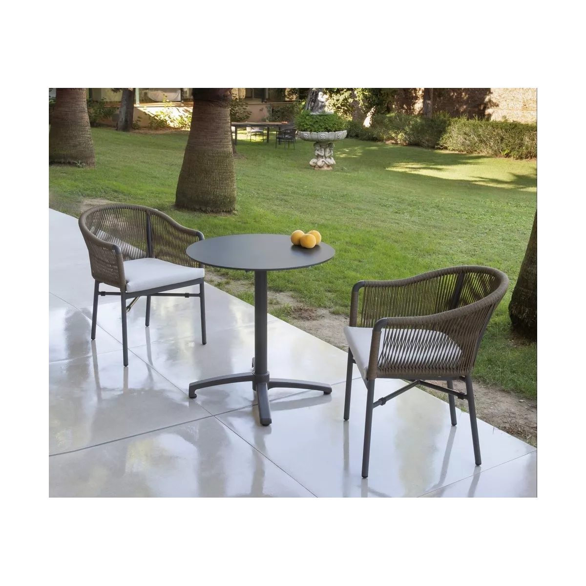 Table Cancun Pliante Ronde 80x80 Gris