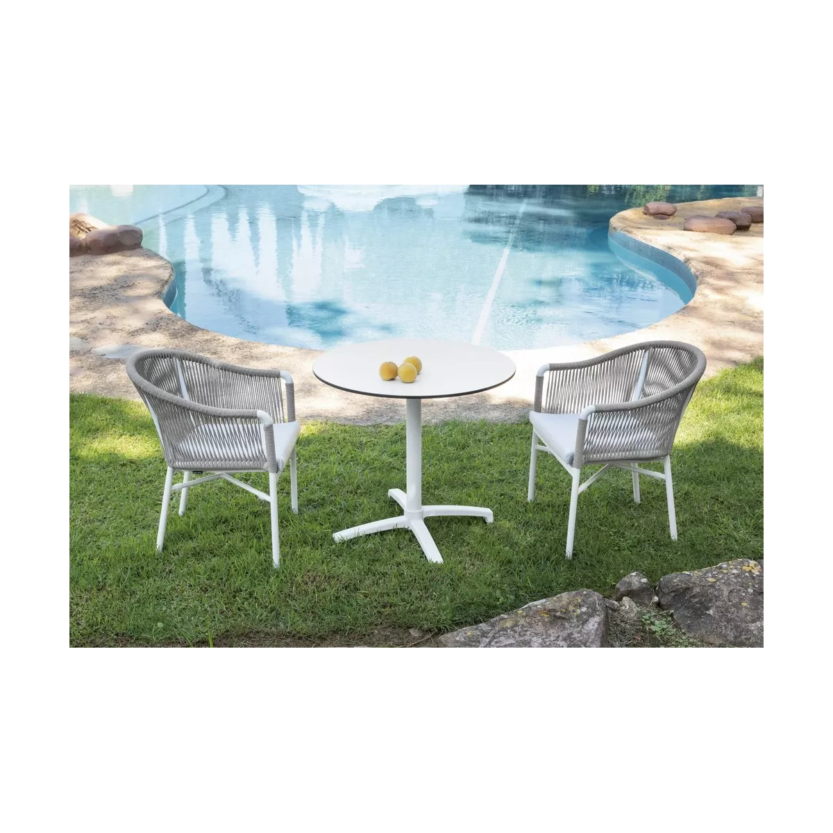Table Cancun Pliante ronde 70x70 Blanc