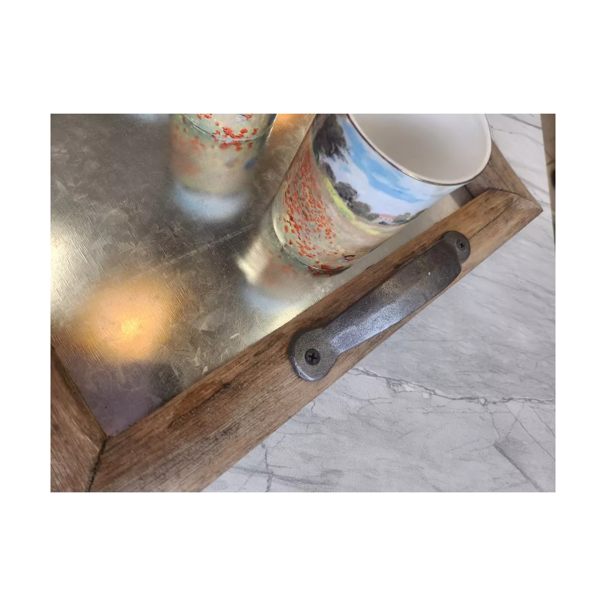 Plateau Bois et Zinc 48x48