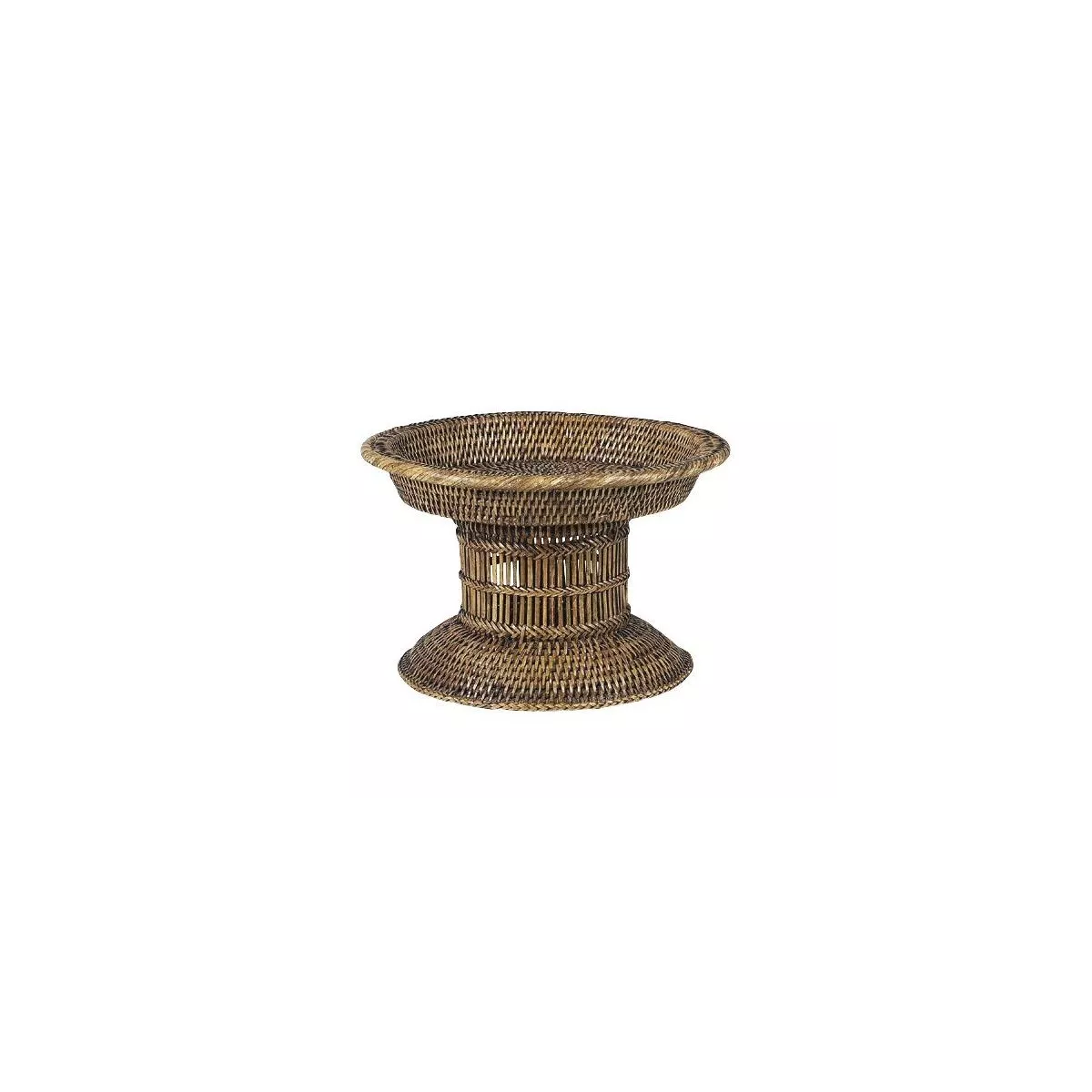 Plateau avec pied en Rotin Antique 30x30