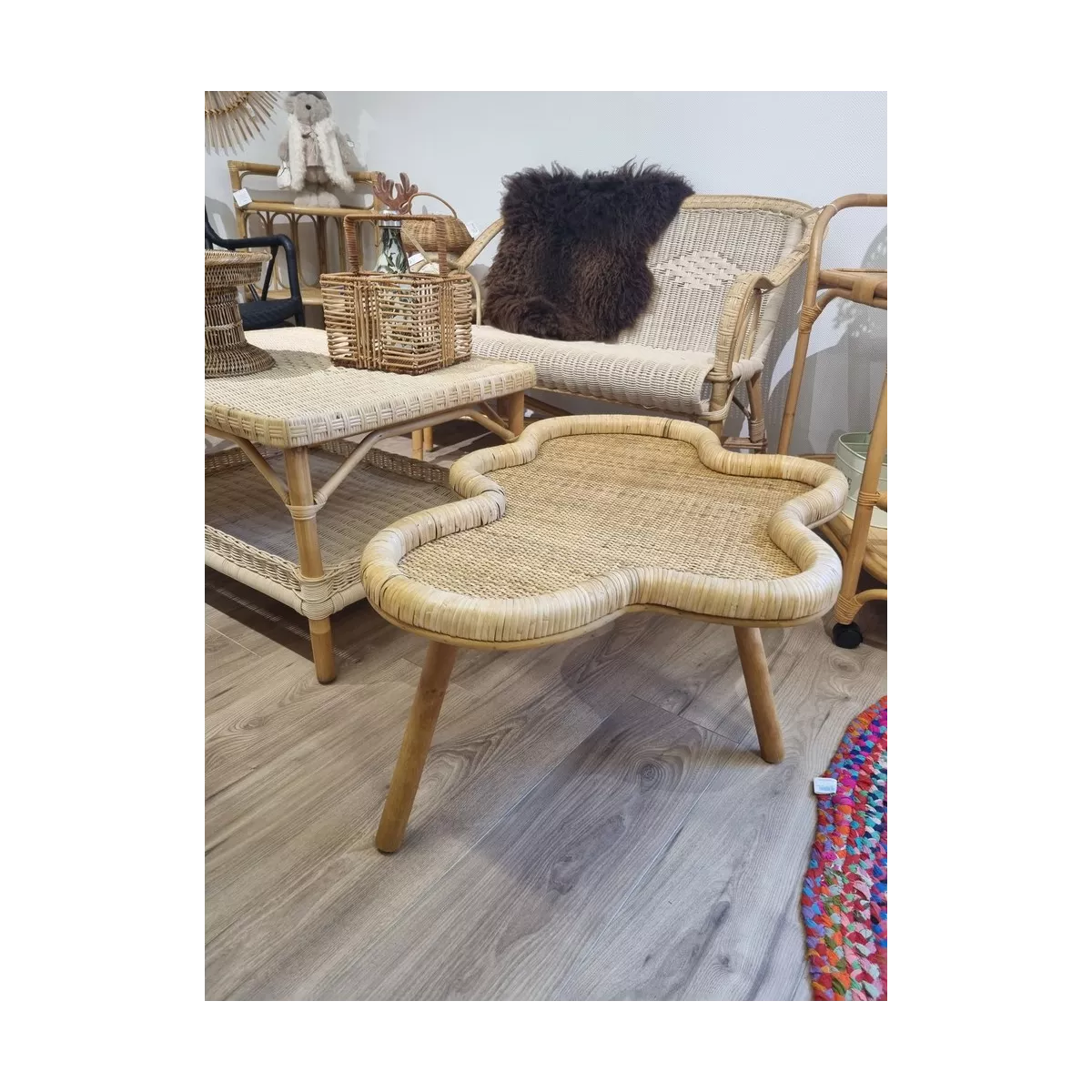 Table basse en Rotin Shelly 80x60