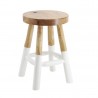 Tabouret en teck naturel et blanc H.45cm