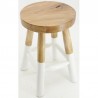 Tabouret en teck naturel et blanc H.45cm