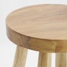 Tabouret en teck naturel et blanc H.45cm