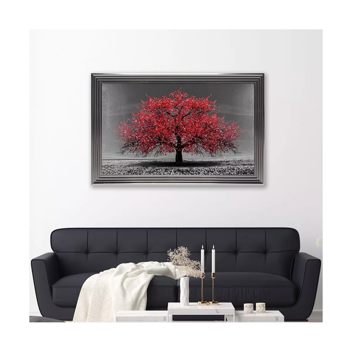 Tableau Arbre Rouge liquide gel 116x76