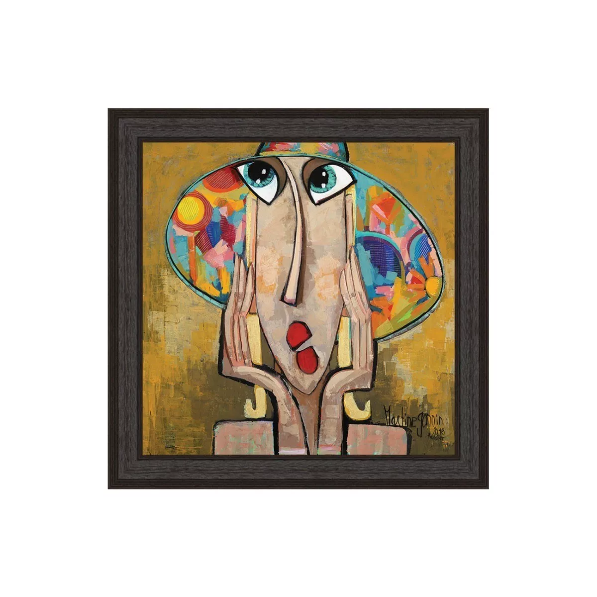 Tableau Gonnin La fille au chapeau 80x80