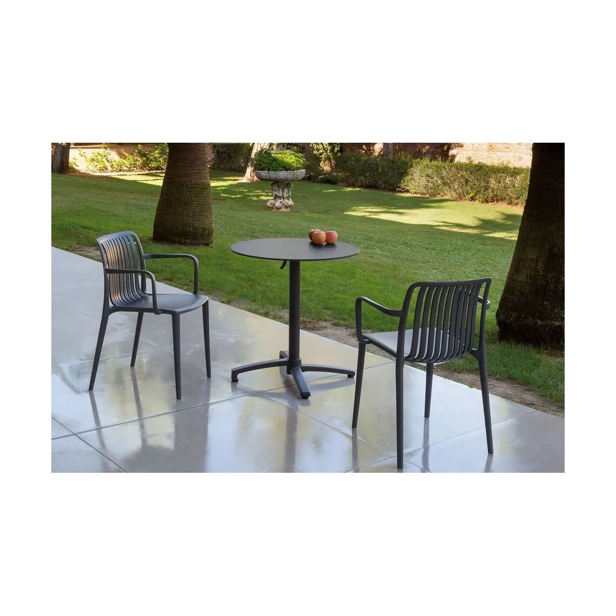 Fauteuil de repas Ondara en Résine Anthratite
