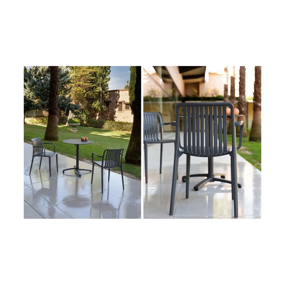 Fauteuil de repas Ondara en Résine Anthratite