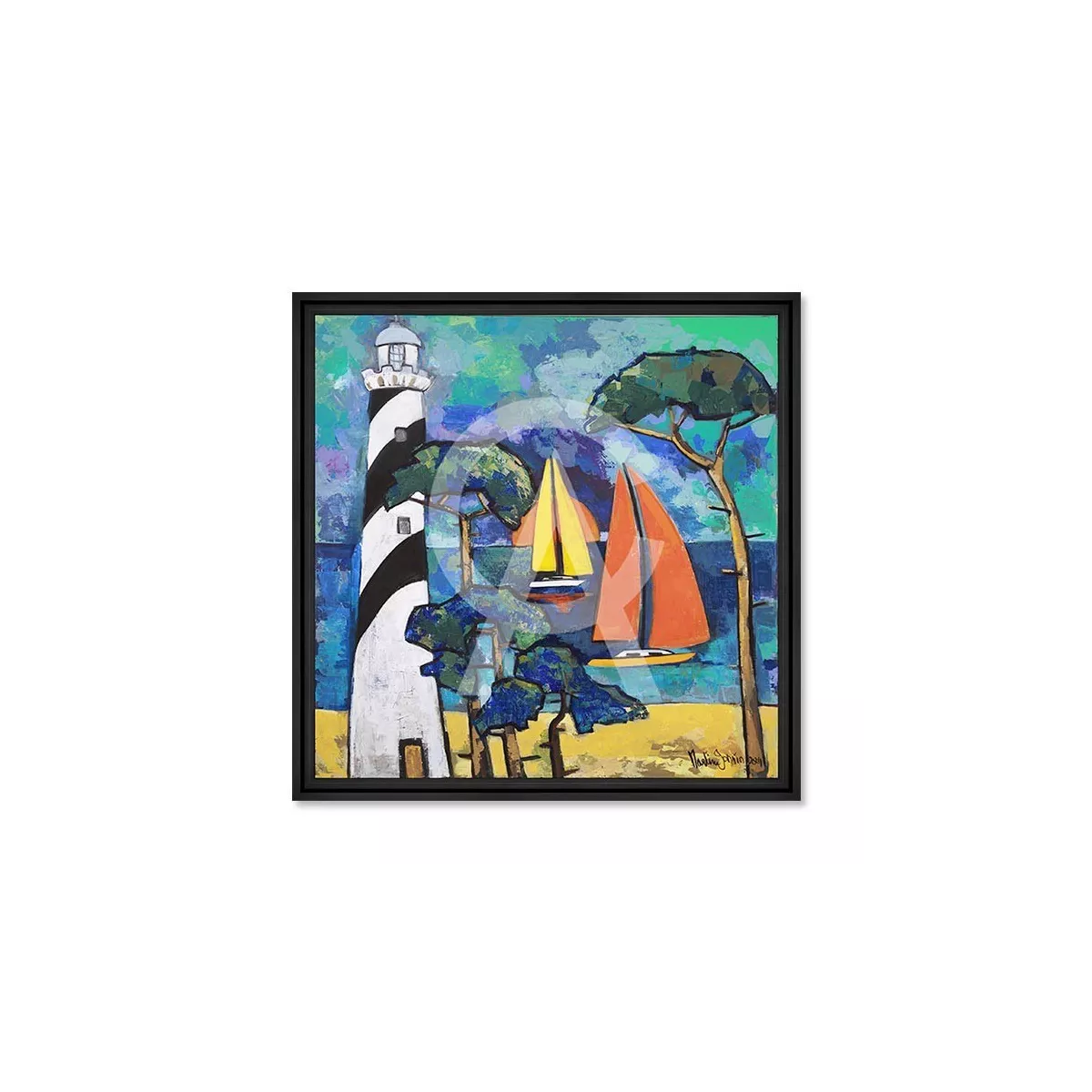 Tableau Gonnin Le phare de contis 80x80