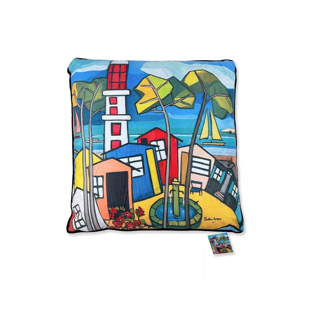 Coussin M Gonnin Village à la mer 45x45
