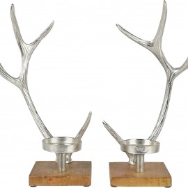 Lot de 2 bougeoirs CBois de Cerf H.42