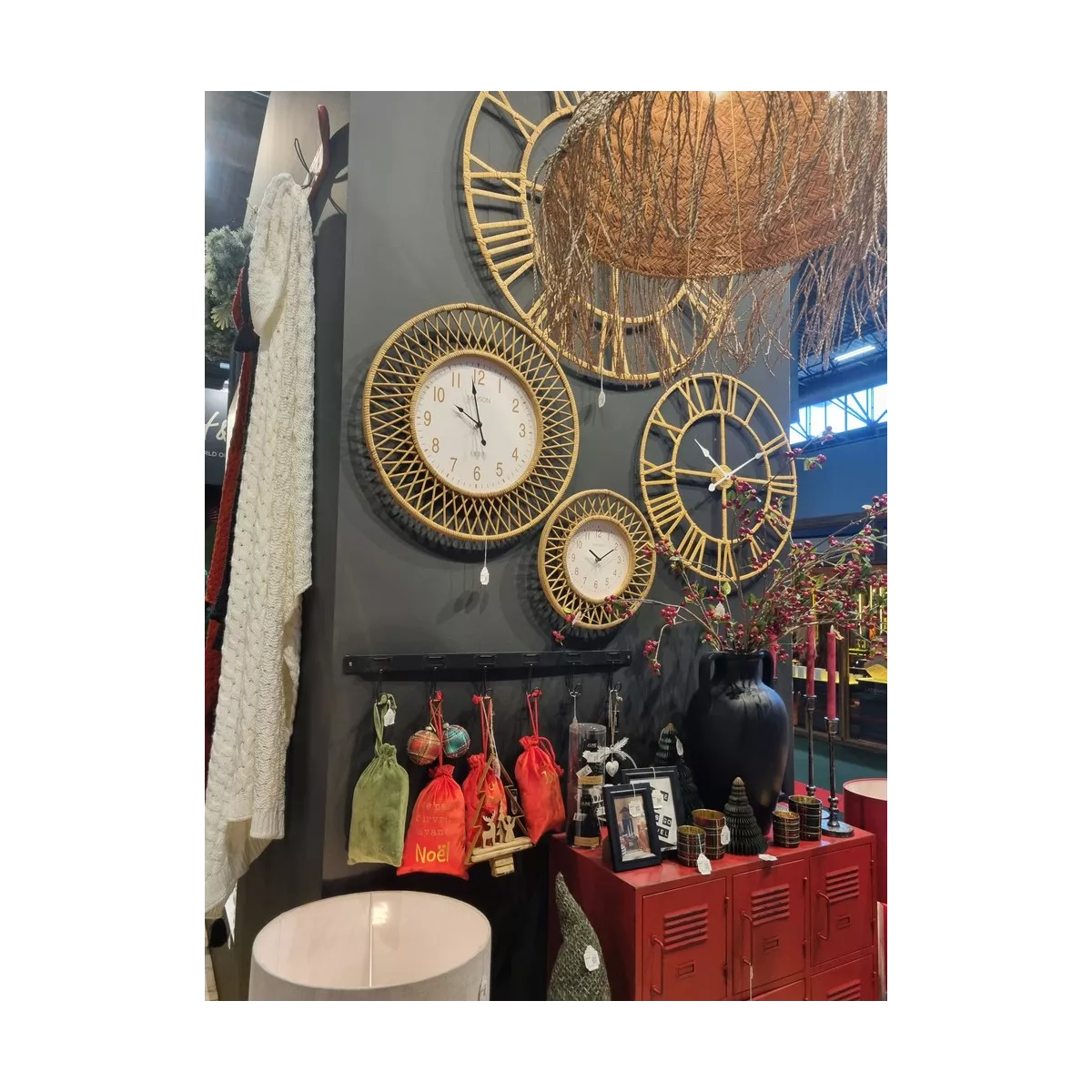 Horloge Rotin Marguerite 62x62