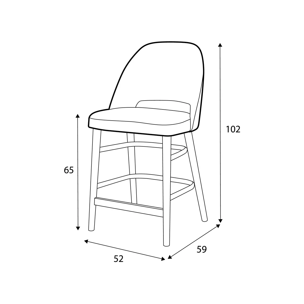 Tabouret de Bar Joy Velours Cognac