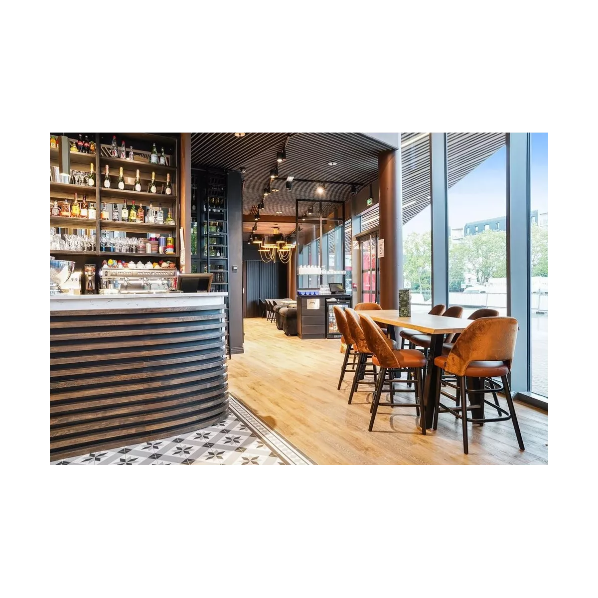 Tabouret de Bar Joy Velours Cognac